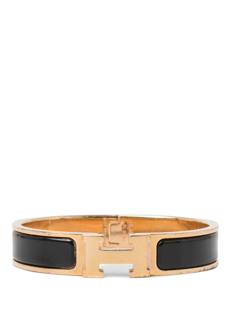 Hermes H Logo Clic Clac Bracelet Black Gold PM-designer resale