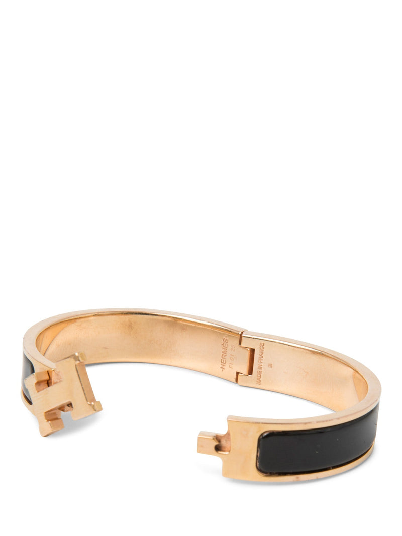 Hermes H Logo Clic Clac Bracelet Black Gold PM-designer resale