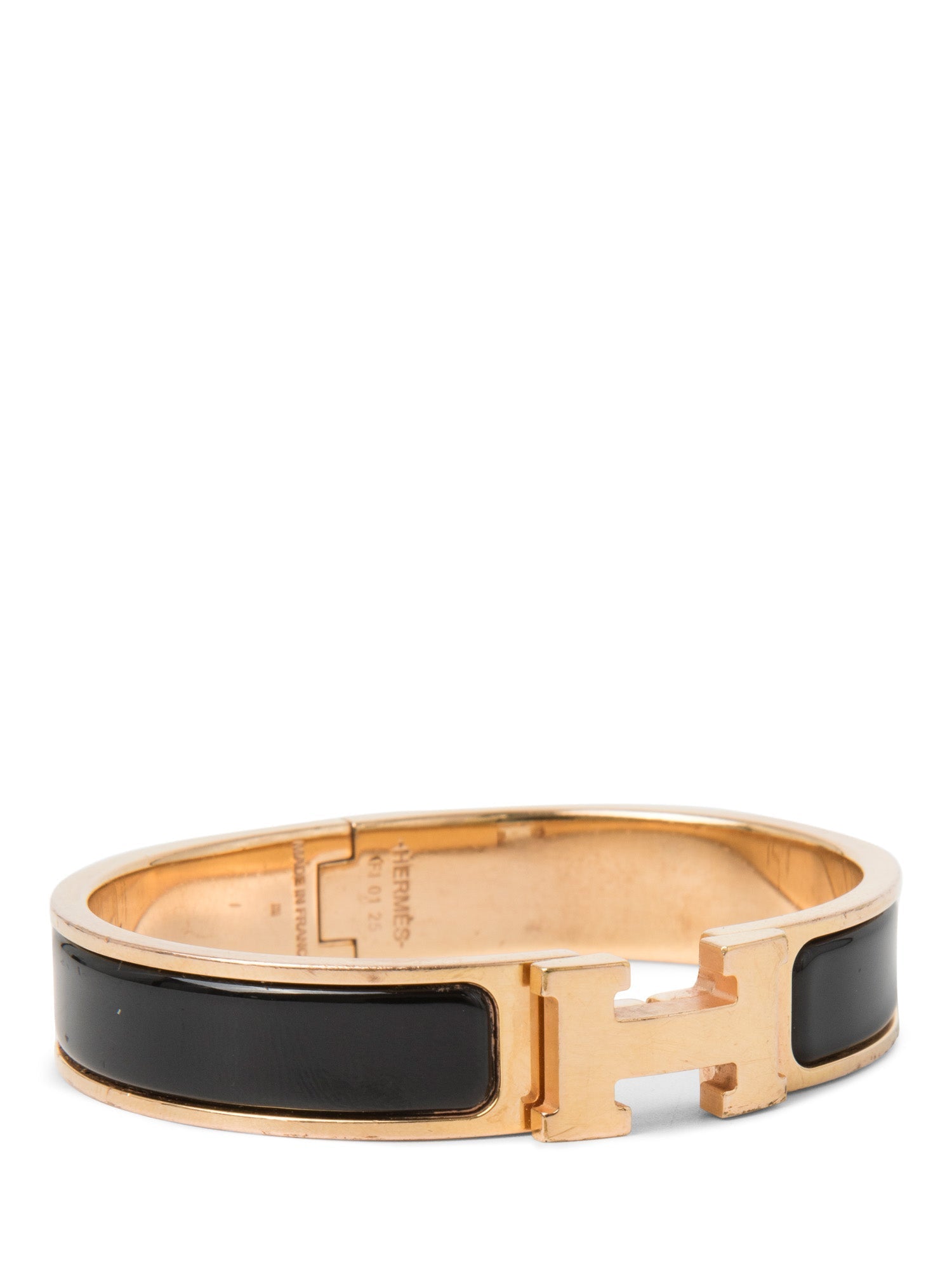 Hermes H Logo Clic Clac Bracelet Black Gold PM-designer resale