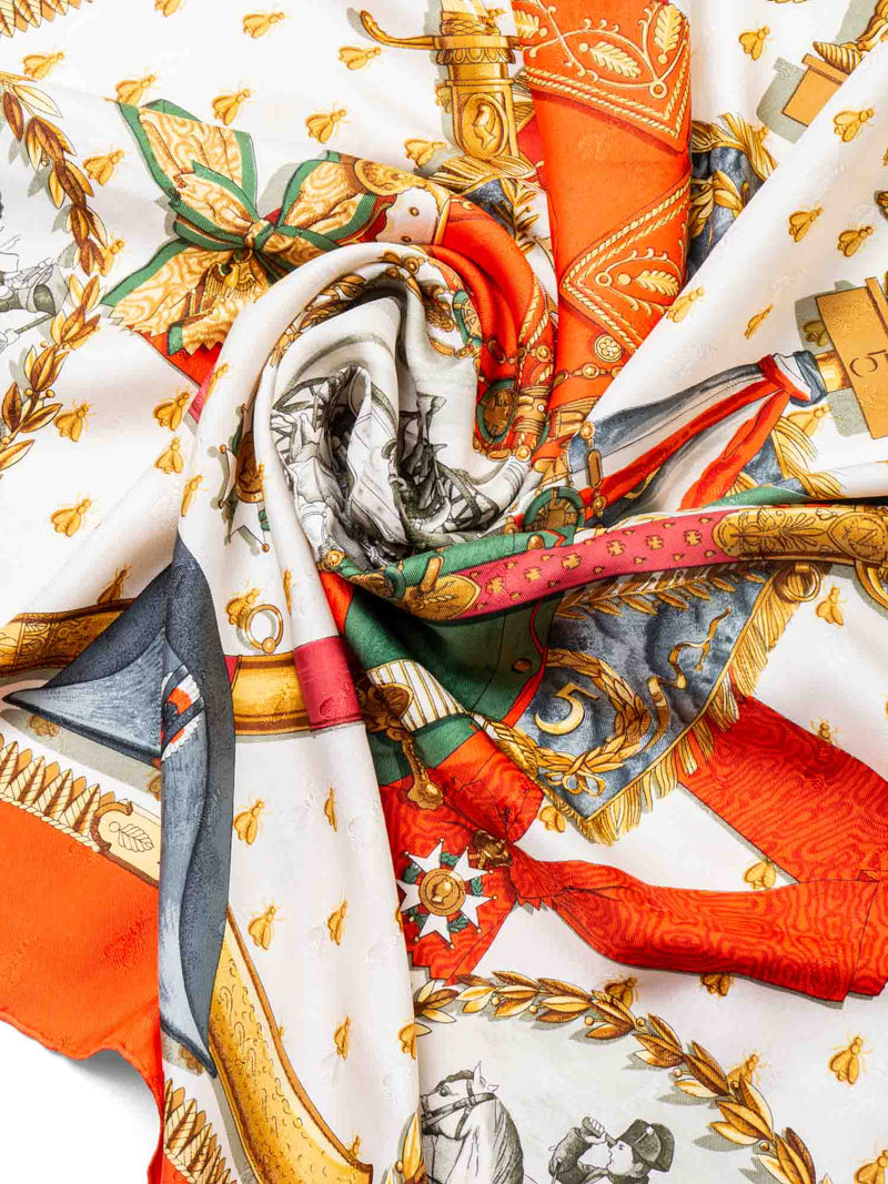 Hermes Logo Silk Napoleon Collectible Scarf Orange-designer resale