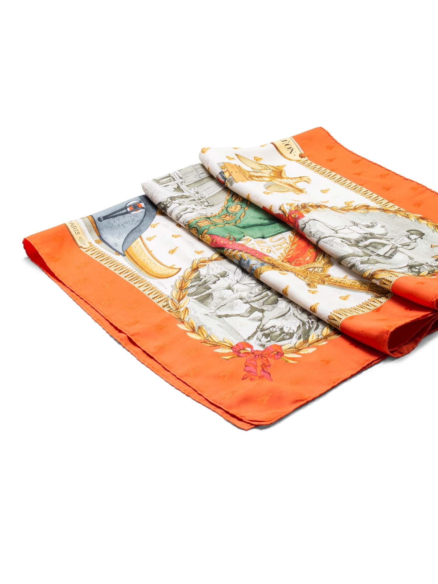 Hermes Logo Silk Napoleon Collectible Scarf Orange-designer resale