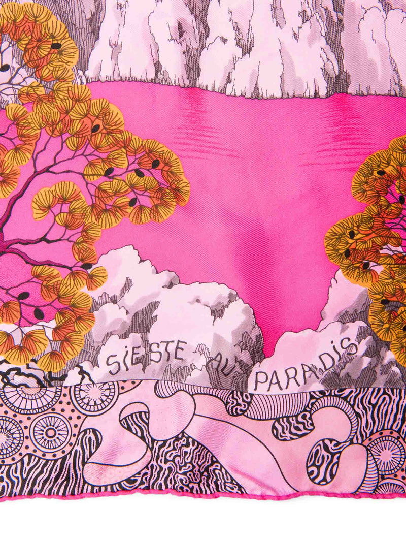 Hermes Silk Sieste Au Paradis Ombre Scarf Pink Multicolor-designer resale