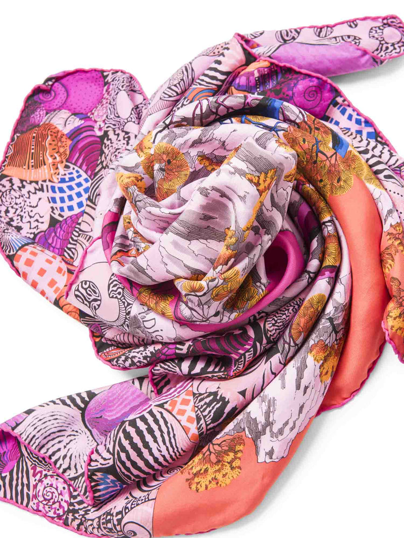 Hermes Silk Sieste Au Paradis Ombre Scarf Pink Multicolor-designer resale