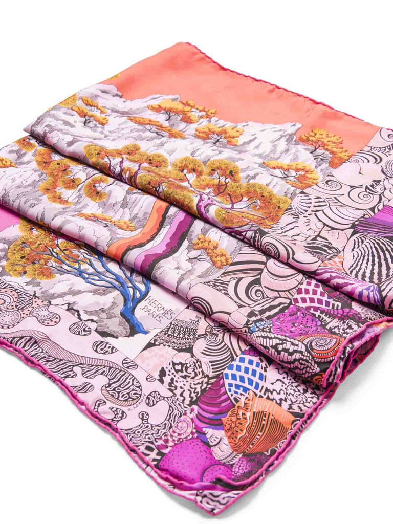Hermes Silk Sieste Au Paradis Ombre Scarf Pink Multicolor-designer resale