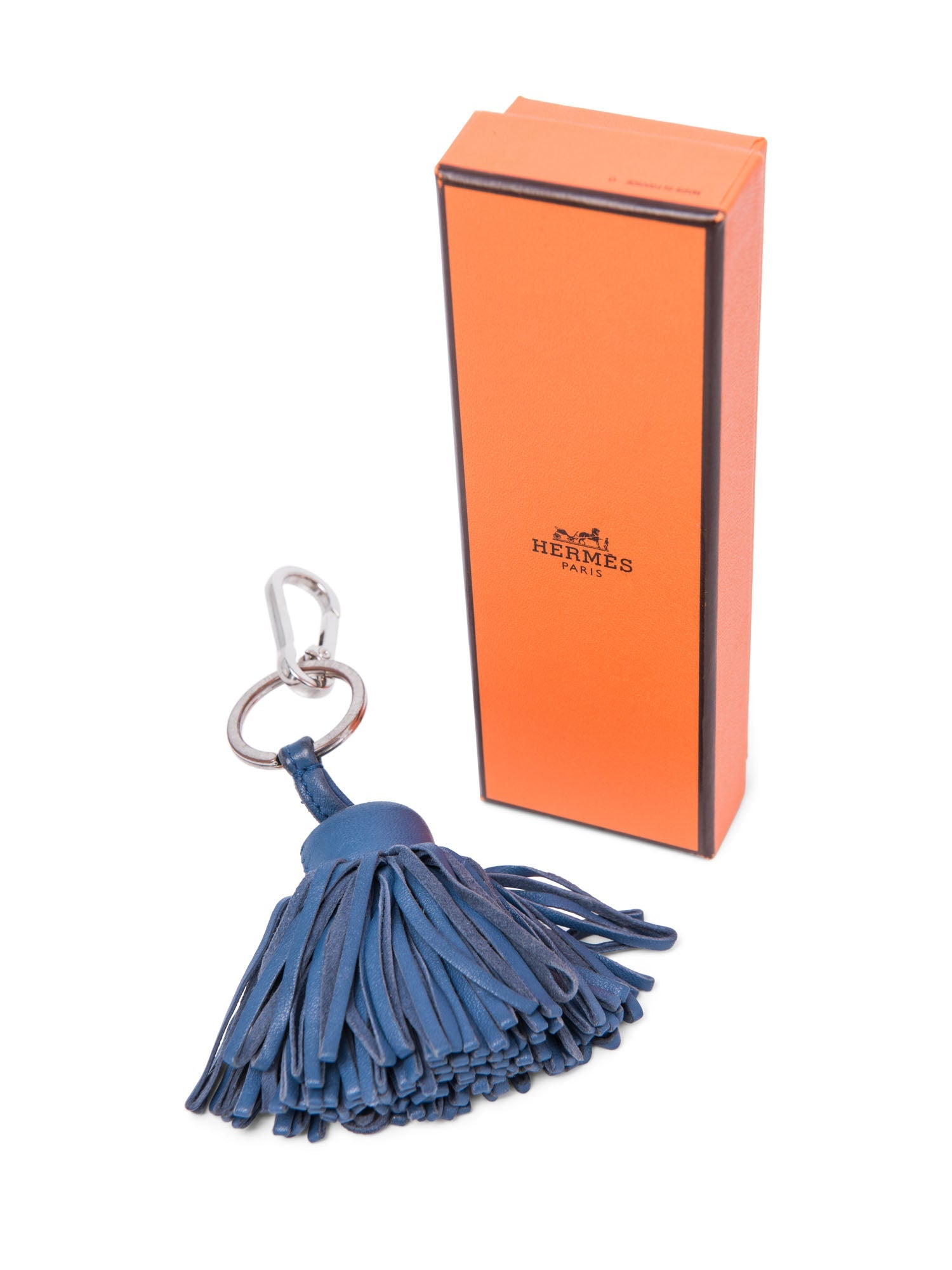 Hermes Tassel Bag Charm Blue Jean-designer resale