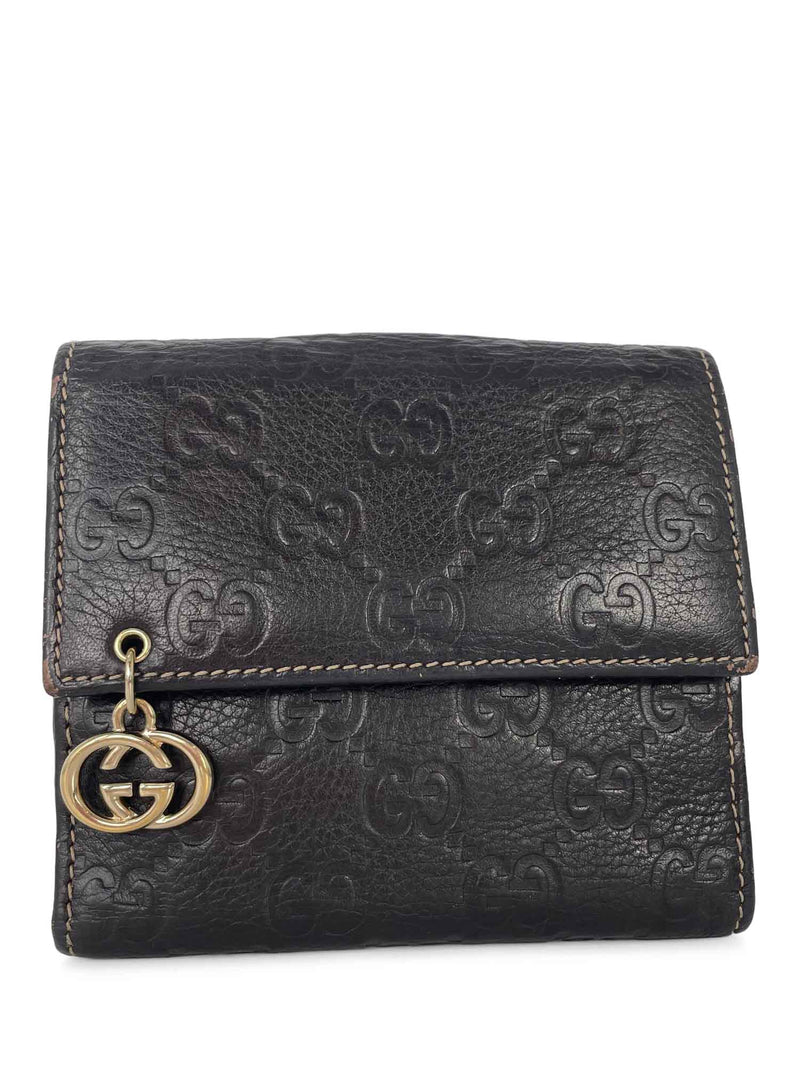 Gucci GG Supreme Leather Flap Wallet Black