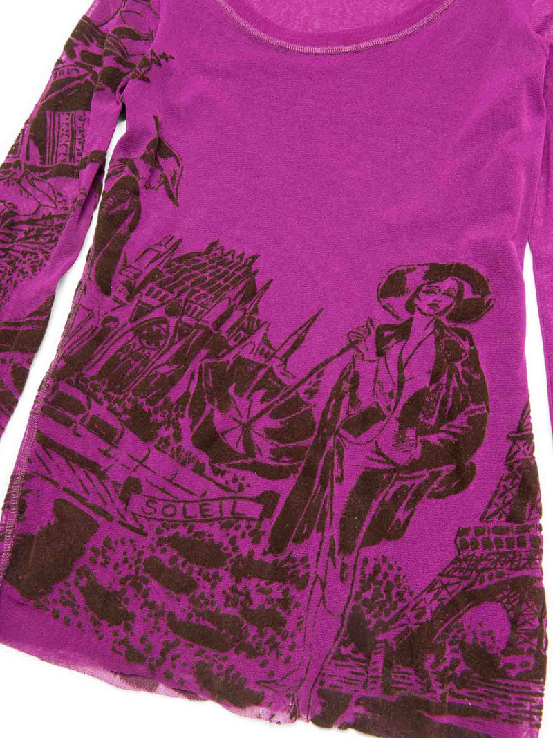 Jean Paul Gaultier Mesh Graphic Sweater Purple-designer resale