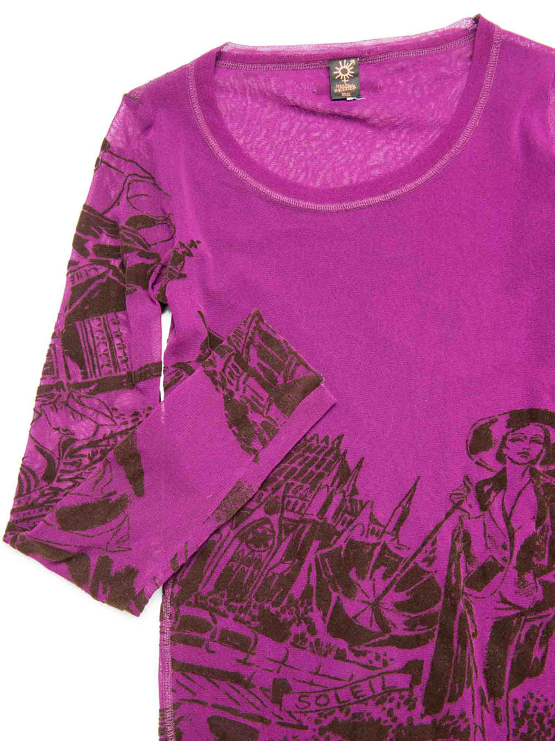 Jean Paul Gaultier Mesh Graphic Sweater Purple-designer resale