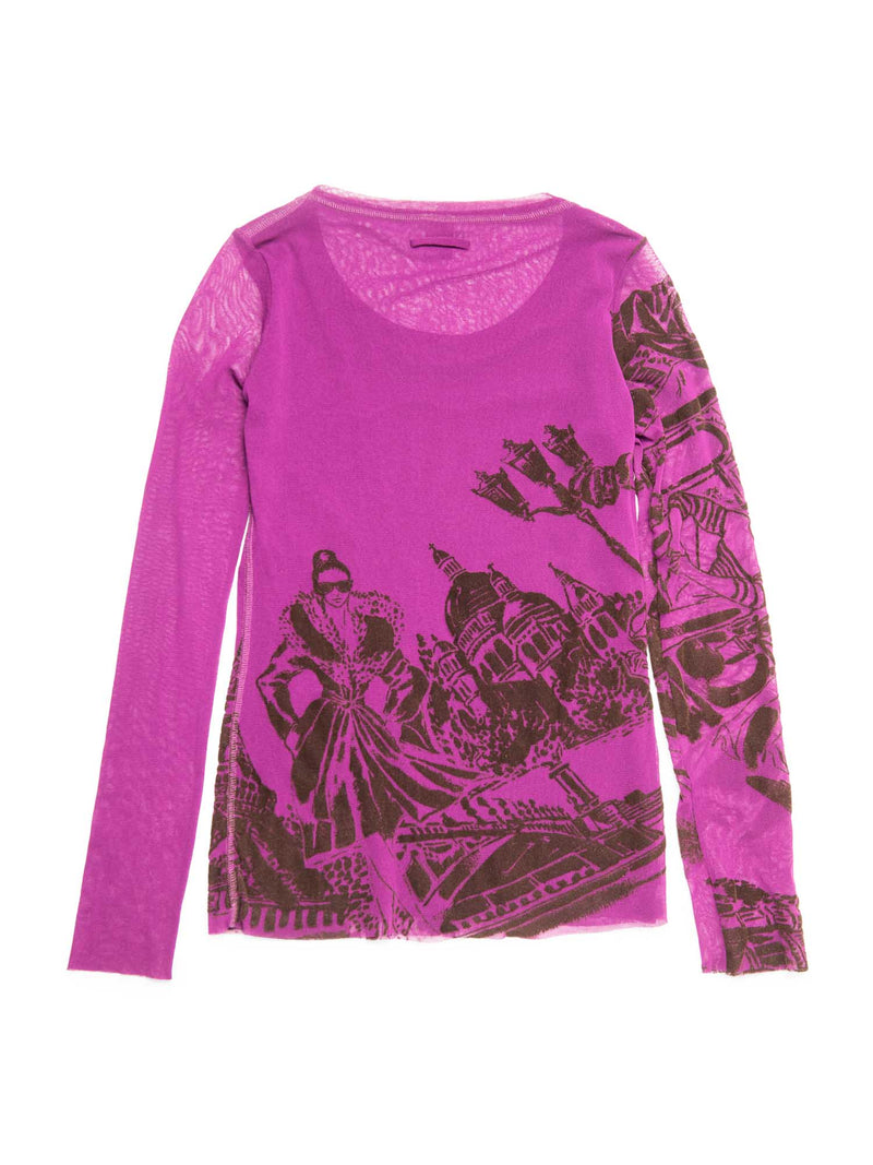 Jean Paul Gaultier Mesh Graphic Sweater Purple-designer resale