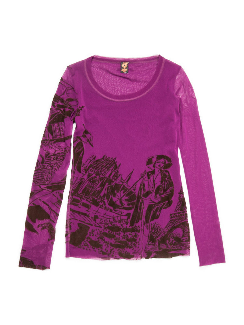 Jean Paul Gaultier Mesh Graphic Sweater Purple-designer resale