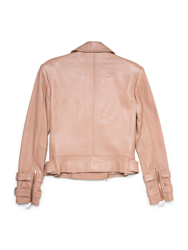 Lagence Leather Biker Jacket Beige Gold-designer resale