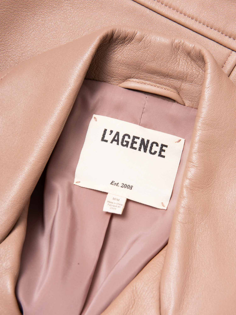 Lagence Leather Biker Jacket Beige Gold-designer resale