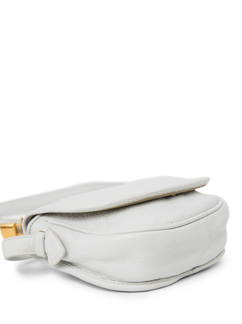 Loewe Logo Pebbled Leather Flap Messenger Bag White