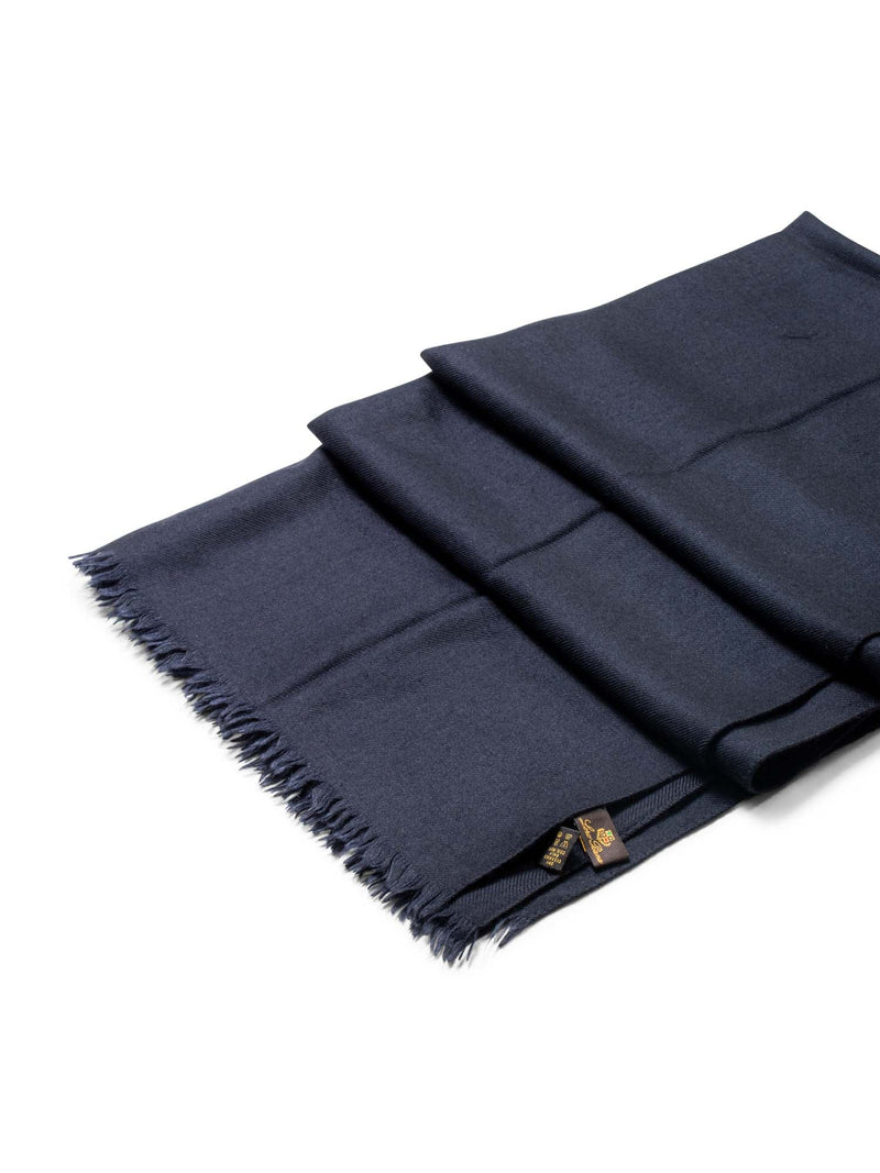 Loro Piana Cashmere Fringe Wide Scarf Black-designer resale