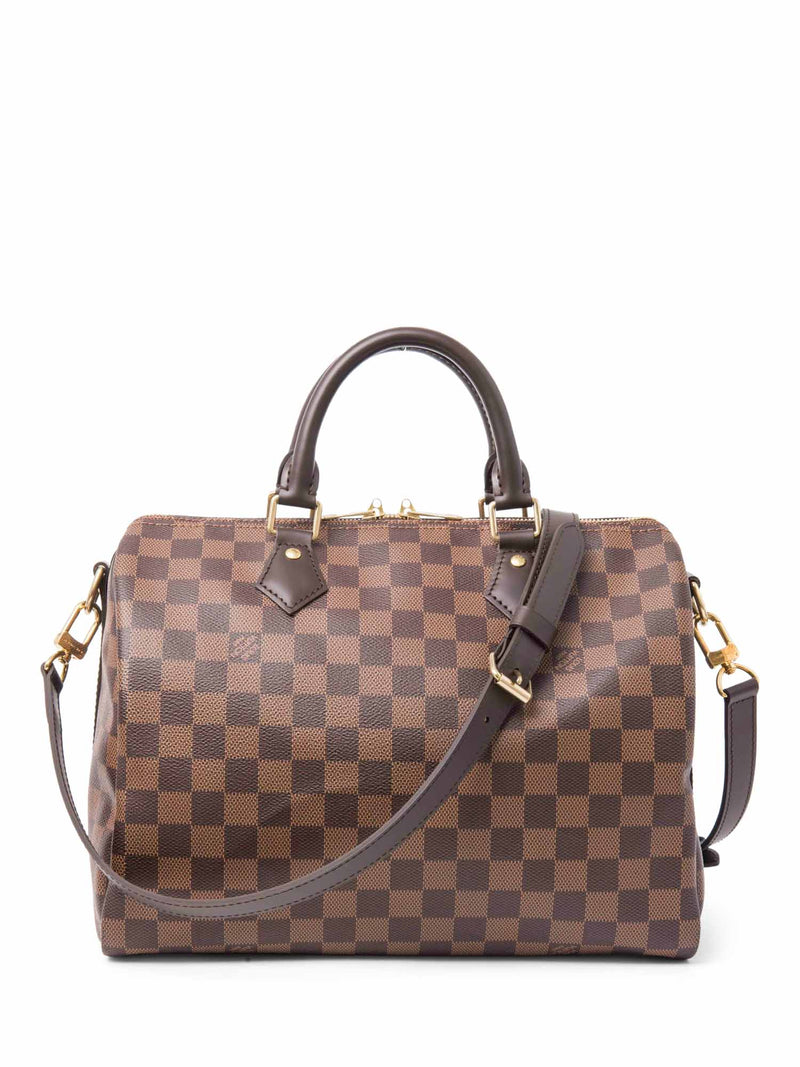 Louis Vuitton Damier Ebene Speedy Bag with Strap 30 Brown-designer resale