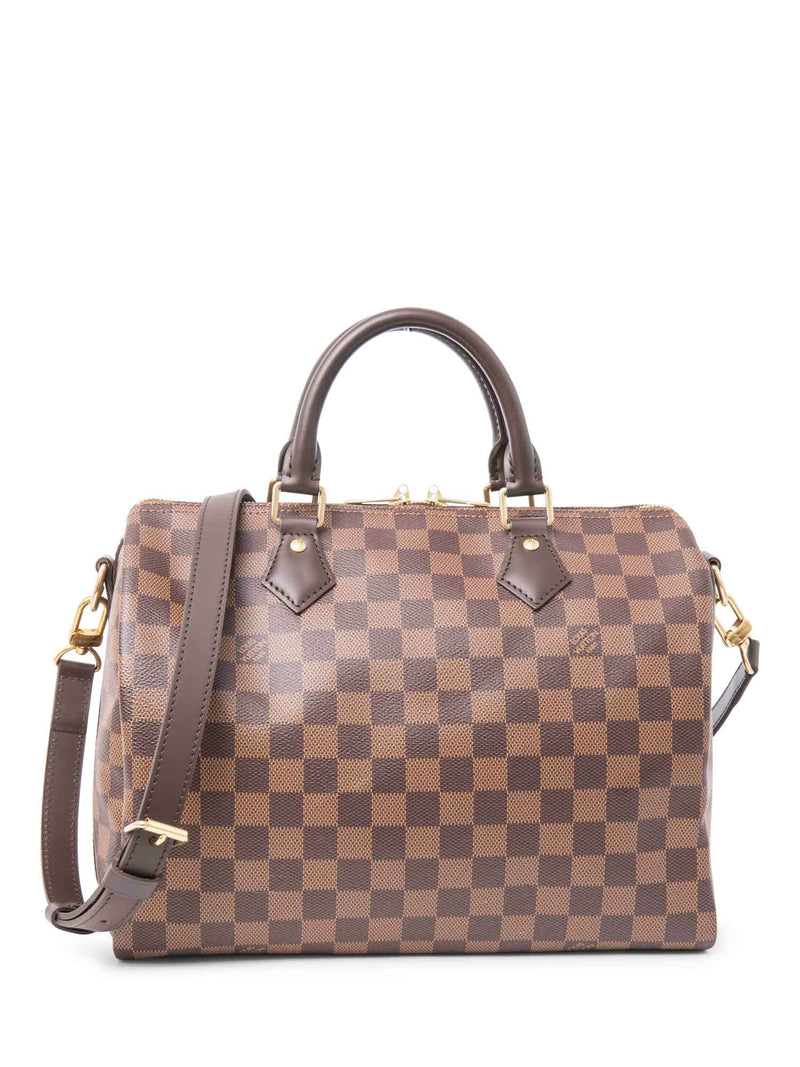 Louis Vuitton Damier Ebene Speedy Bag with Strap 30 Brown-designer resale