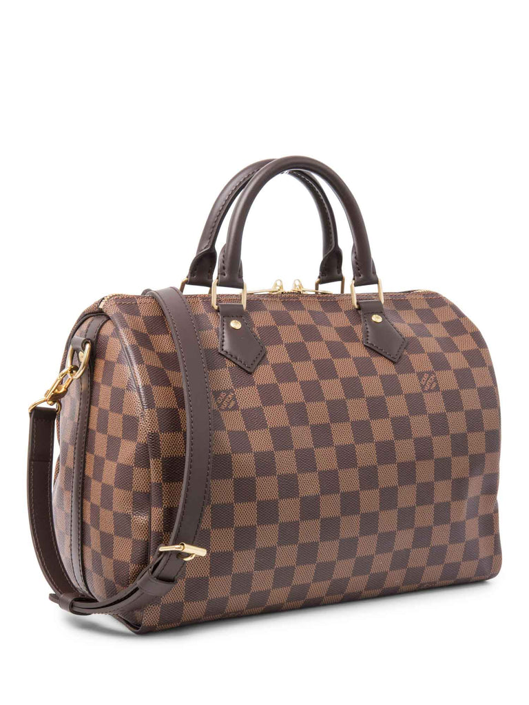 Louis Vuitton Damier Ebene Speedy Bag with Strap 30 Brown-designer resale