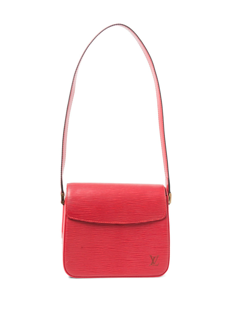 Louis Vuitton Logo Epi Leather Shoulder Flap Bag Red-designer resale