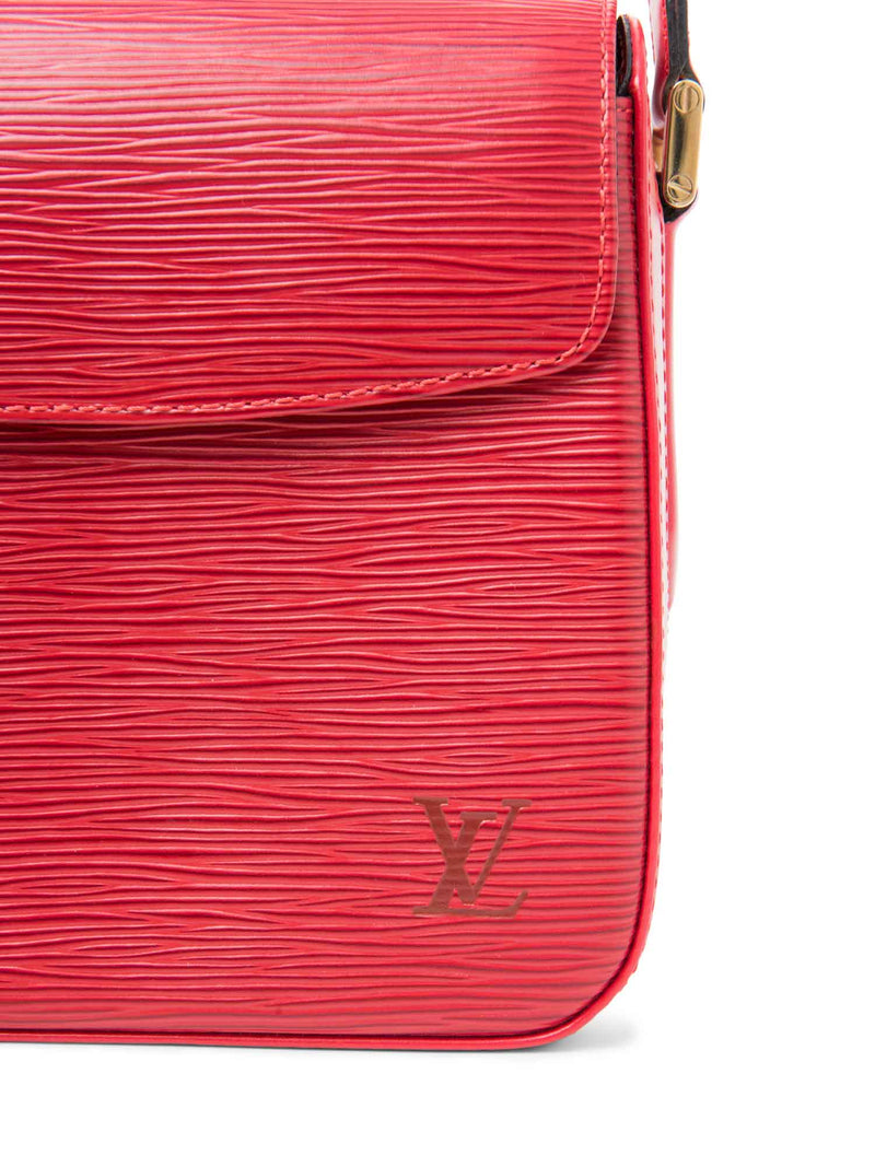 Louis Vuitton Logo Epi Leather Shoulder Flap Bag Red-designer resale