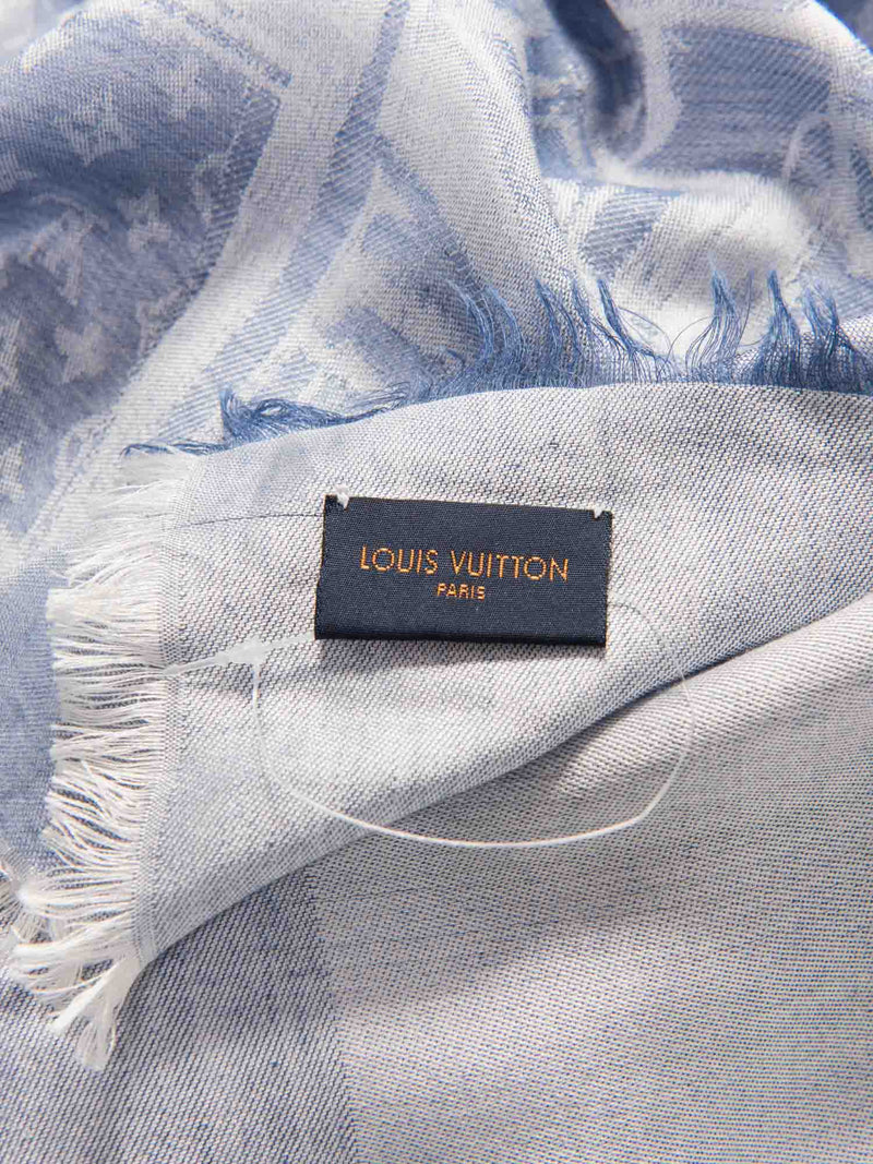 Louis Vuitton Monogram Cashmere Trunk Shawl Blue-designer resale