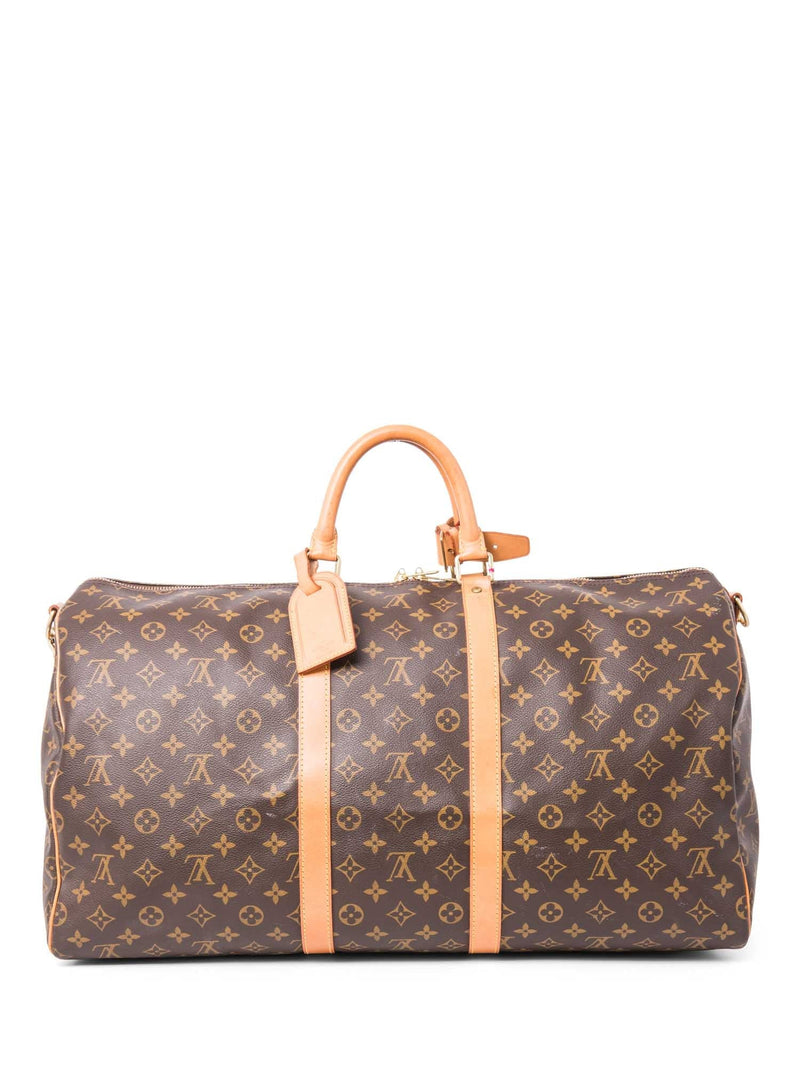 Louis Vuitton Monogram Leather Keepall Duffle Bag 55 Brown-designer resale