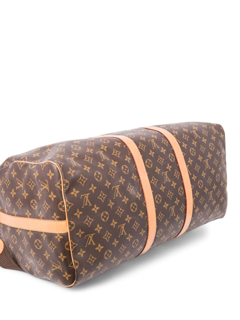 Louis Vuitton Monogram Leather Keepall Duffle Bag 55 Brown-designer resale