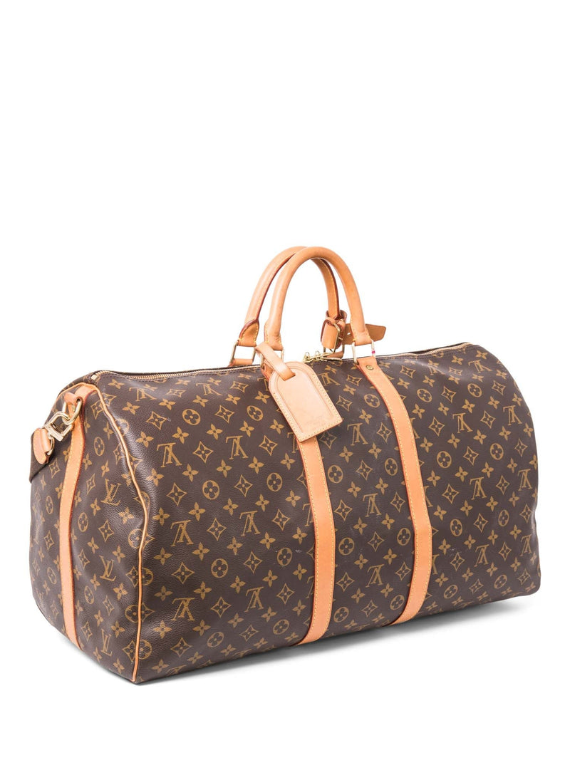 Louis Vuitton Monogram Leather Keepall Duffle Bag 55 Brown-designer resale