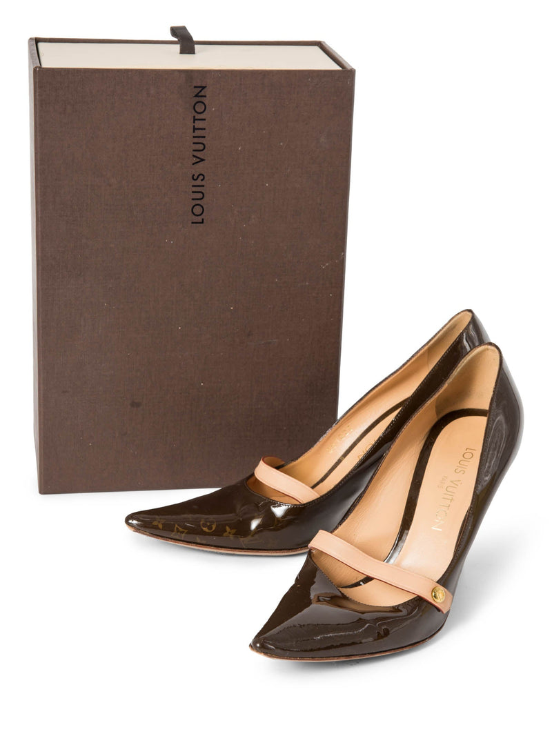 Louis Vuitton Monogram Patent Leather Pumps Brown-designer resale