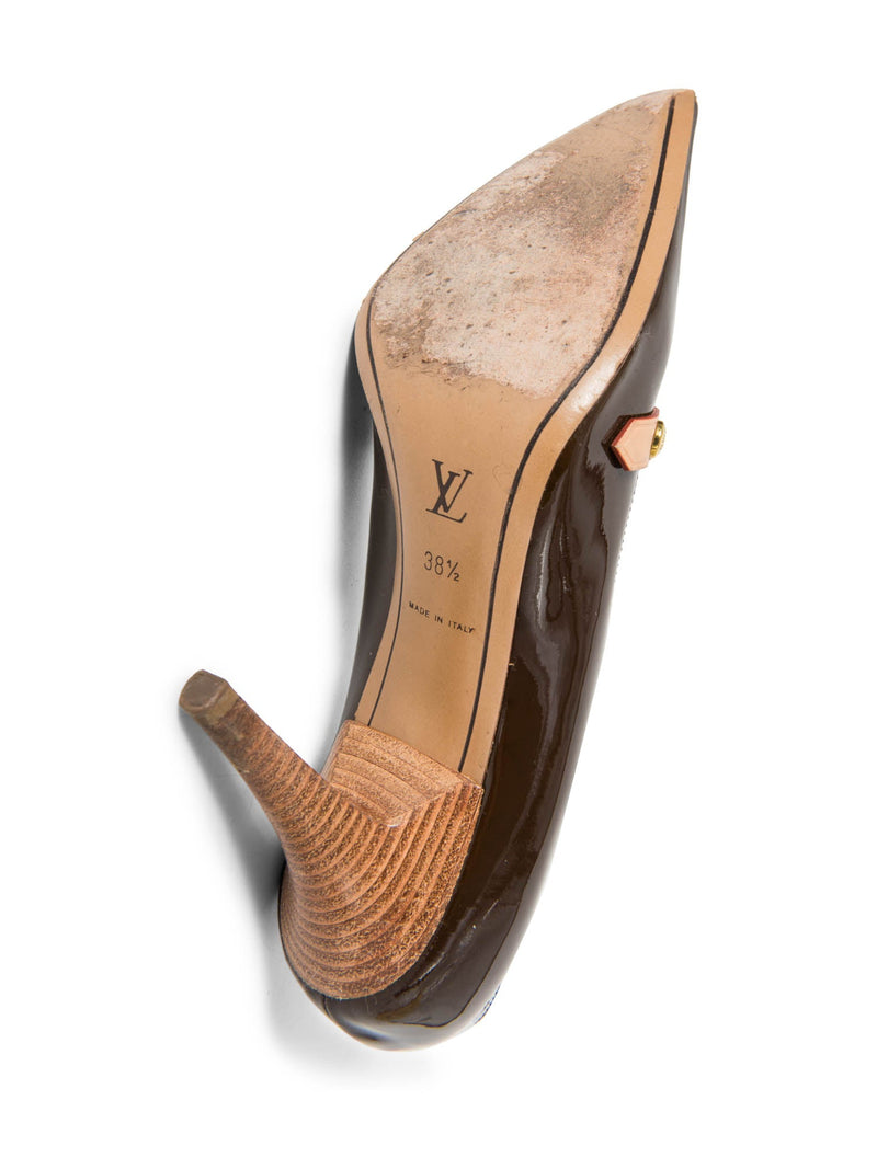 Louis Vuitton Monogram Patent Leather Pumps Brown-designer resale