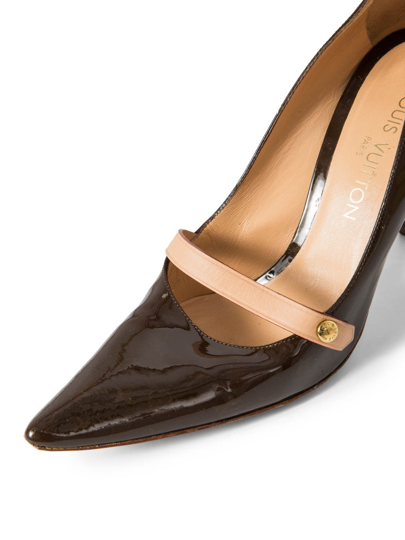 Louis Vuitton Monogram Patent Leather Pumps Brown-designer resale