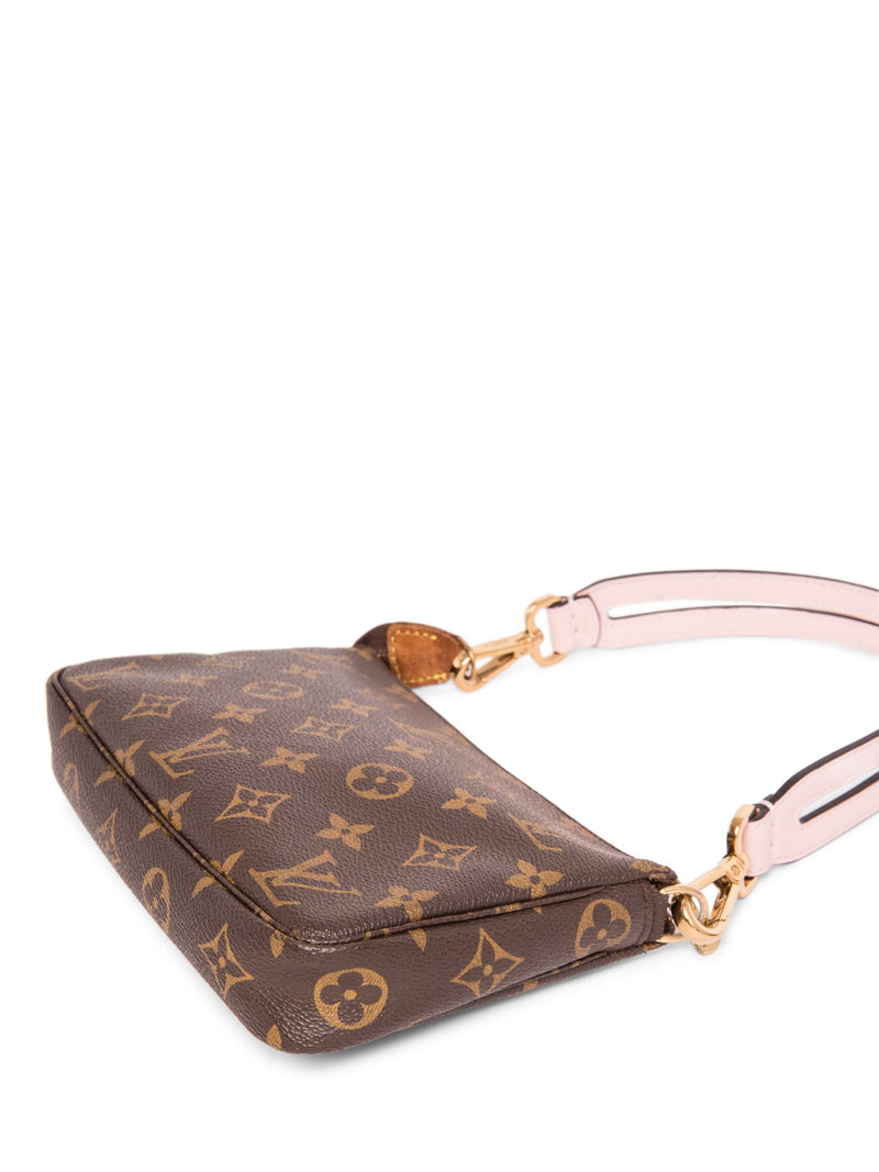 Louis Vuitton Monogram Pochette with Fendi Dual Strap Brown Pink-designer resale