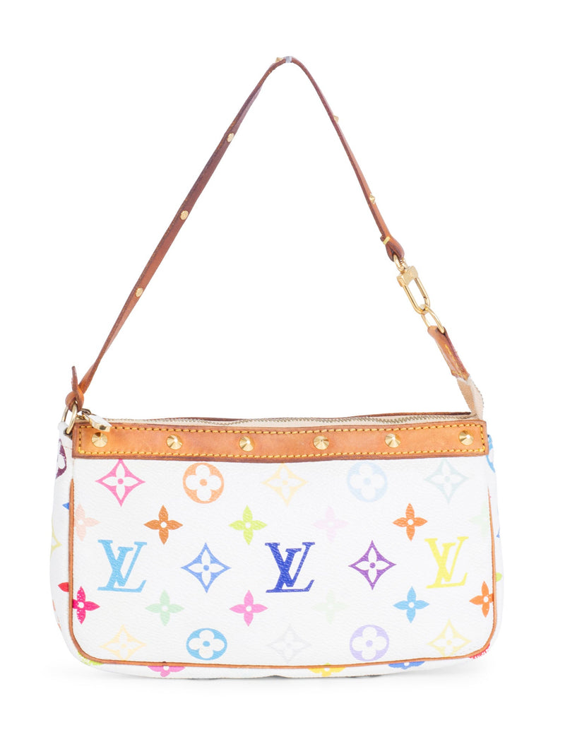 Louis Vuitton Monogram Takashi Murakami Studded Pochette Bag White Multicolor-designer resale