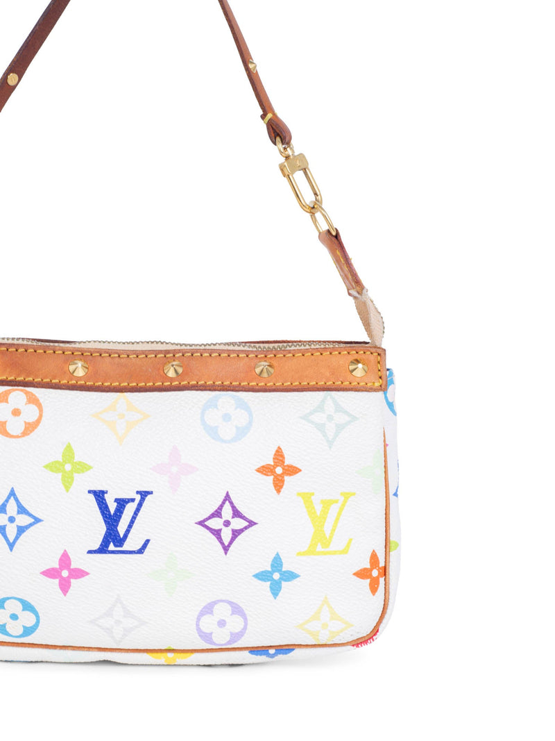 Louis Vuitton Monogram Takashi Murakami Studded Pochette Bag White Multicolor-designer resale