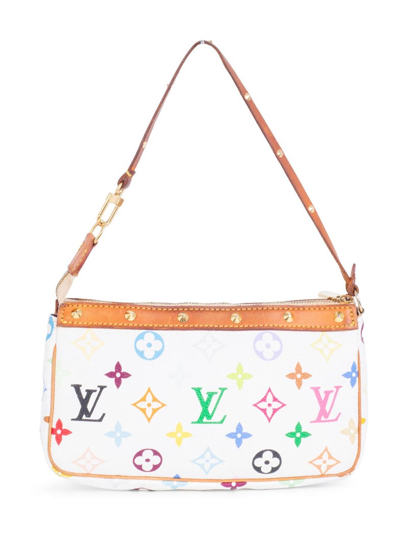 Louis Vuitton Monogram Takashi Murakami Studded Pochette Bag White Multicolor-designer resale