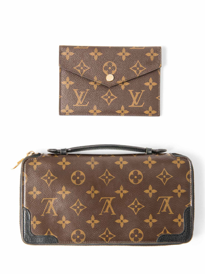 Louis Vuitton Monogram Top Handle Pochette With Wallet Brown Black-designer resale