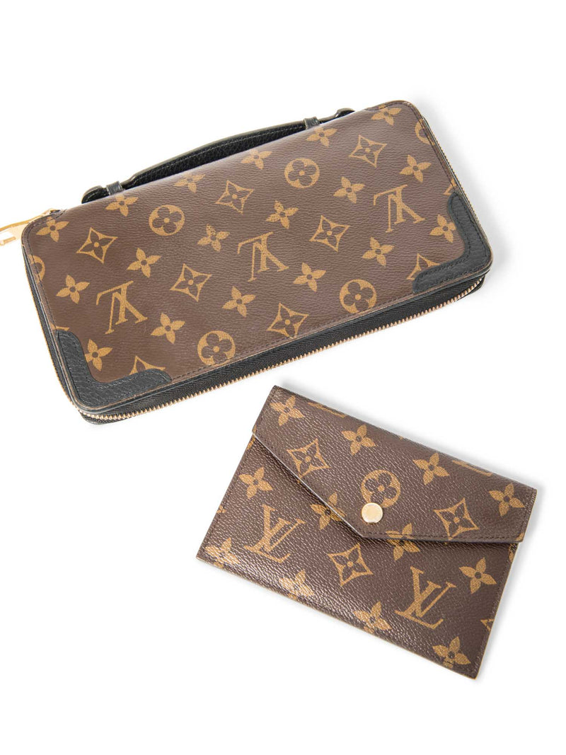 Louis Vuitton Monogram Top Handle Pochette With Wallet Brown Black-designer resale