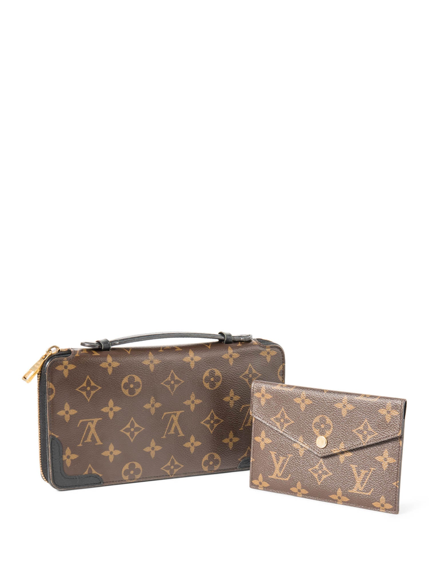 Louis Vuitton Monogram Top Handle Pochette With Wallet Brown Black-designer resale