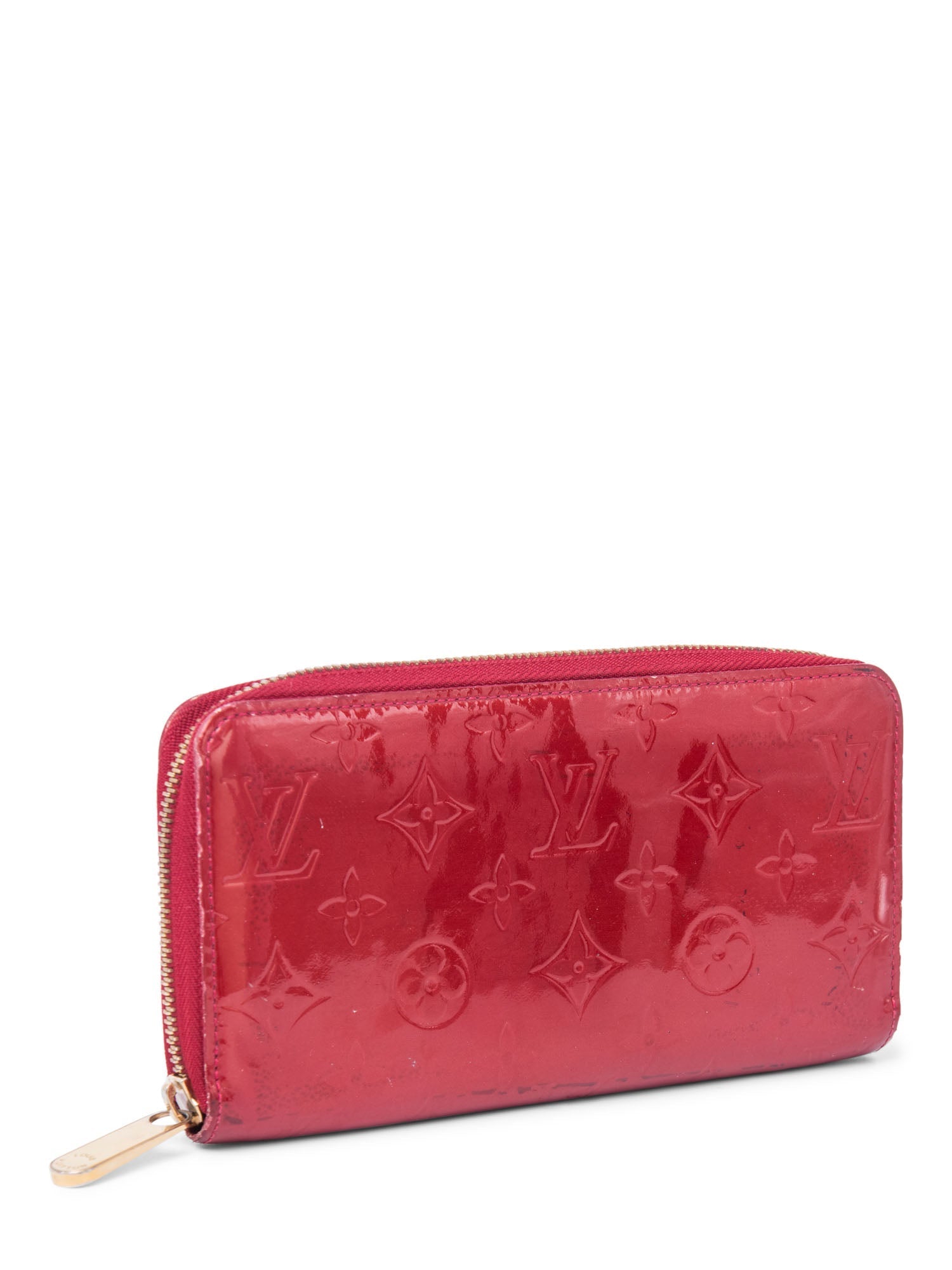 Louis Vuitton Patent Leather Monogram Long Wallet Red