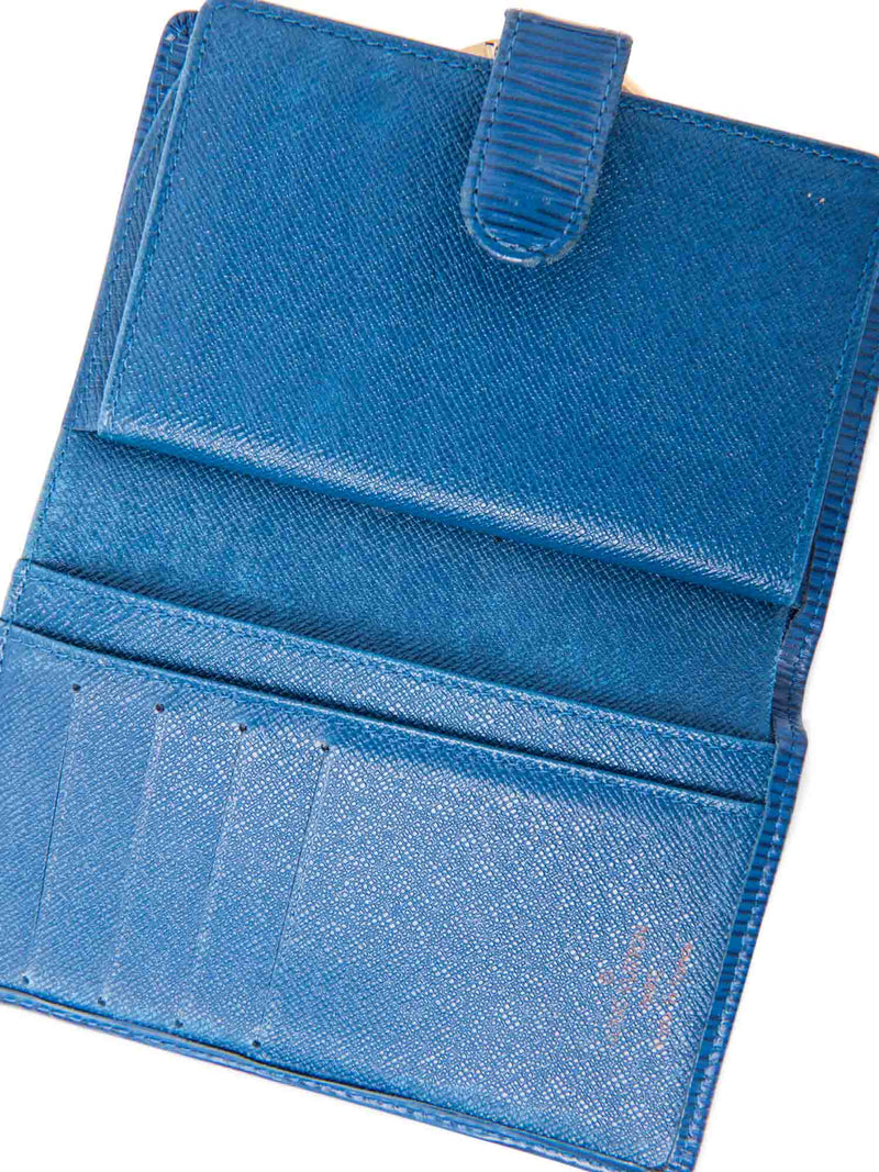 Louis Vuitton Vintage Logo Epi Leather Kisslock Wallet Blue-designer resale