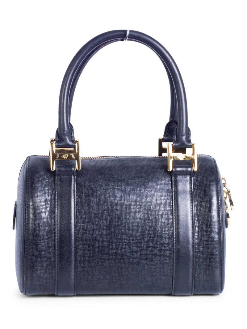 MCM Logo Saffiano Leather Top Handle Mini Boston Bag Black-designer resale