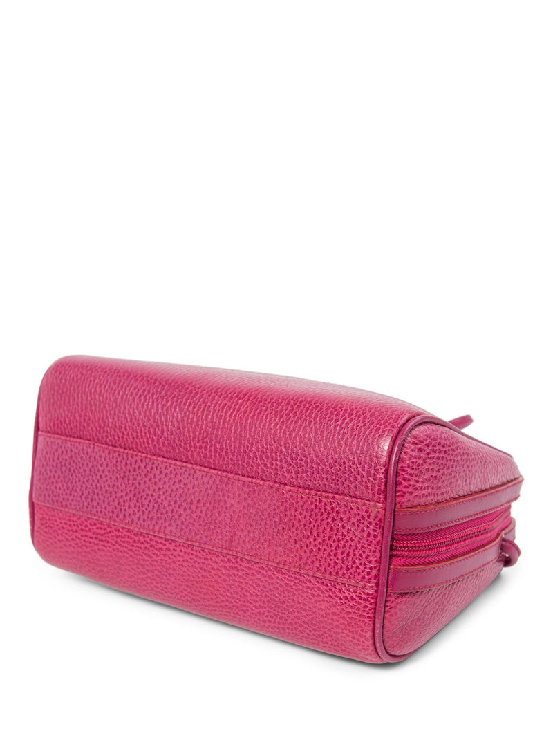 Mark Cross Logo Pebble Leather Messenger Bag Hot Pink-designer resale