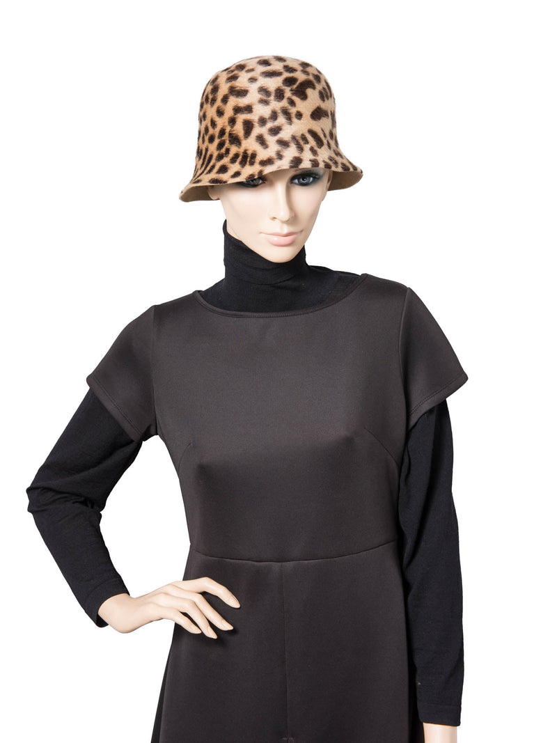 Max Mara Runaway Leopard Print Bucket Hat Brown-designer resale