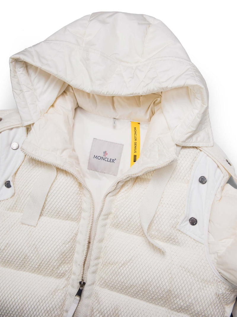 Moncler Logo Quilted Puffer Convertible Jacket Vest White-designer resale