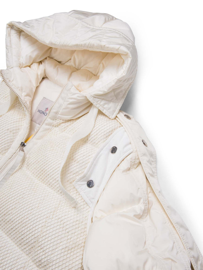 Moncler Logo Quilted Puffer Convertible Jacket Vest White-designer resale