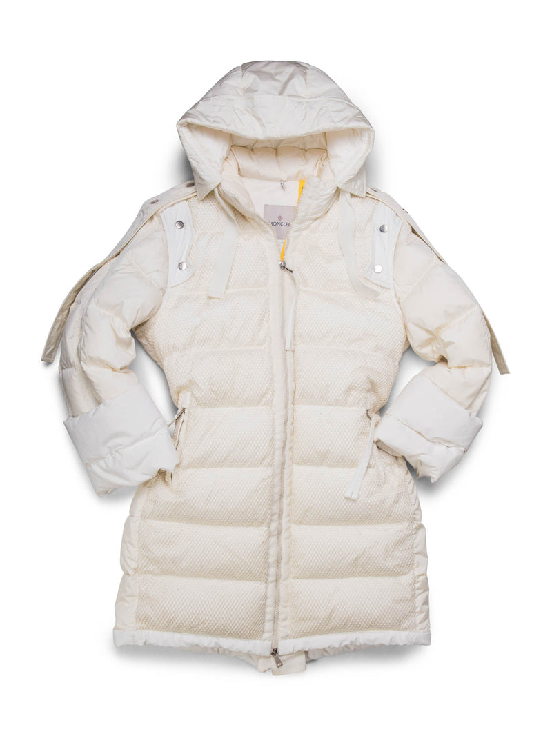 Moncler Logo Quilted Puffer Convertible Jacket Vest White-designer resale