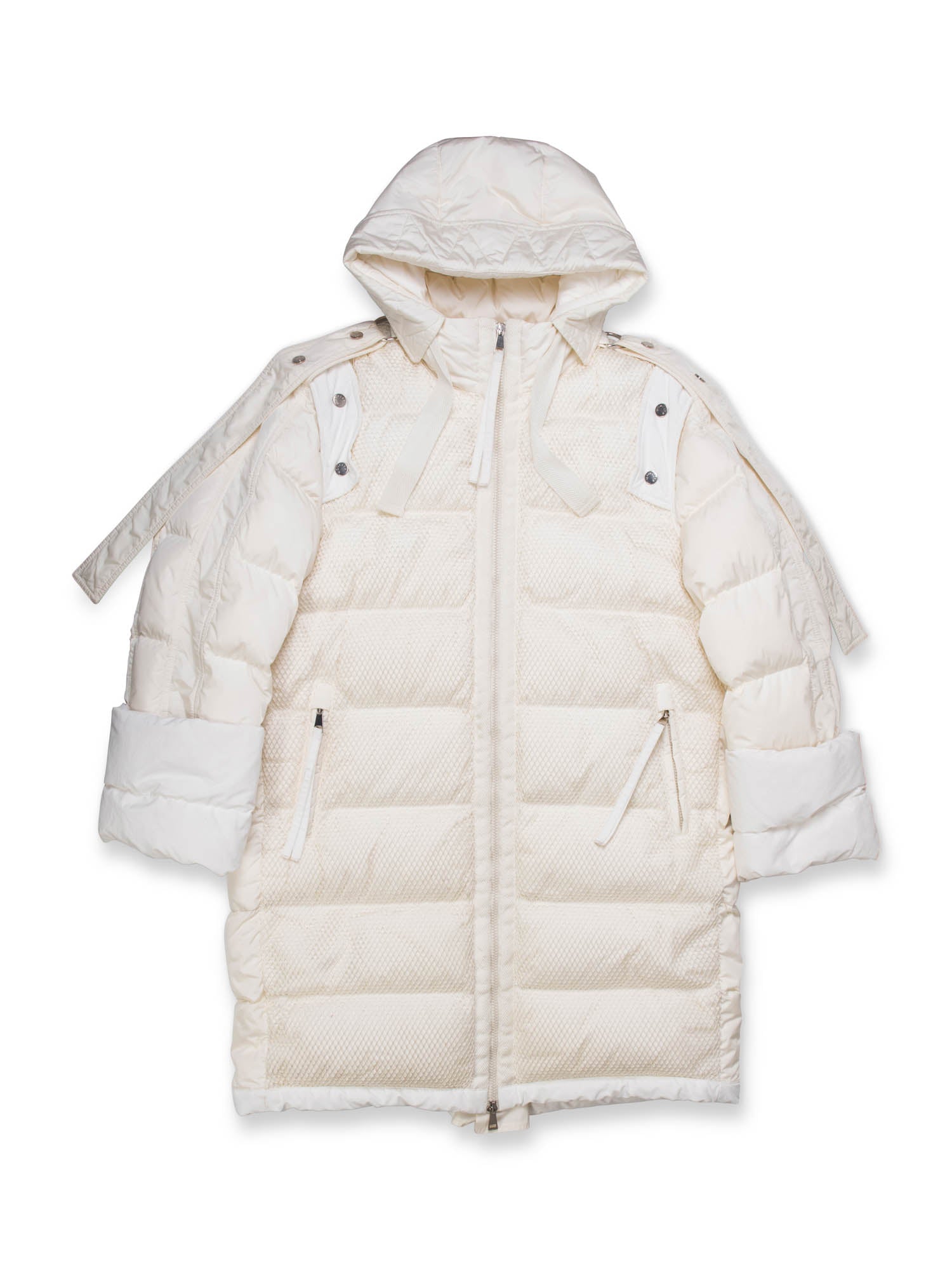 Moncler Logo Quilted Puffer Convertible Jacket Vest White-designer resale