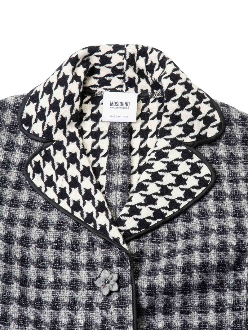 Moschino Wool Houndstooth Jacket Grey Black-designer resale