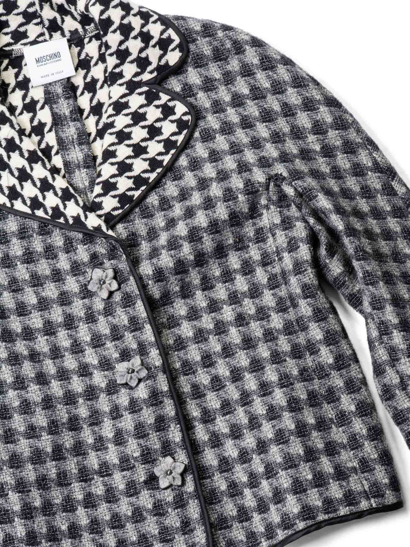 Moschino Wool Houndstooth Jacket Grey Black-designer resale