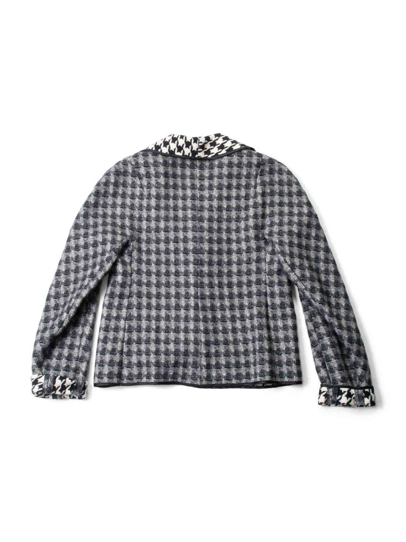 Moschino Wool Houndstooth Jacket Grey Black-designer resale