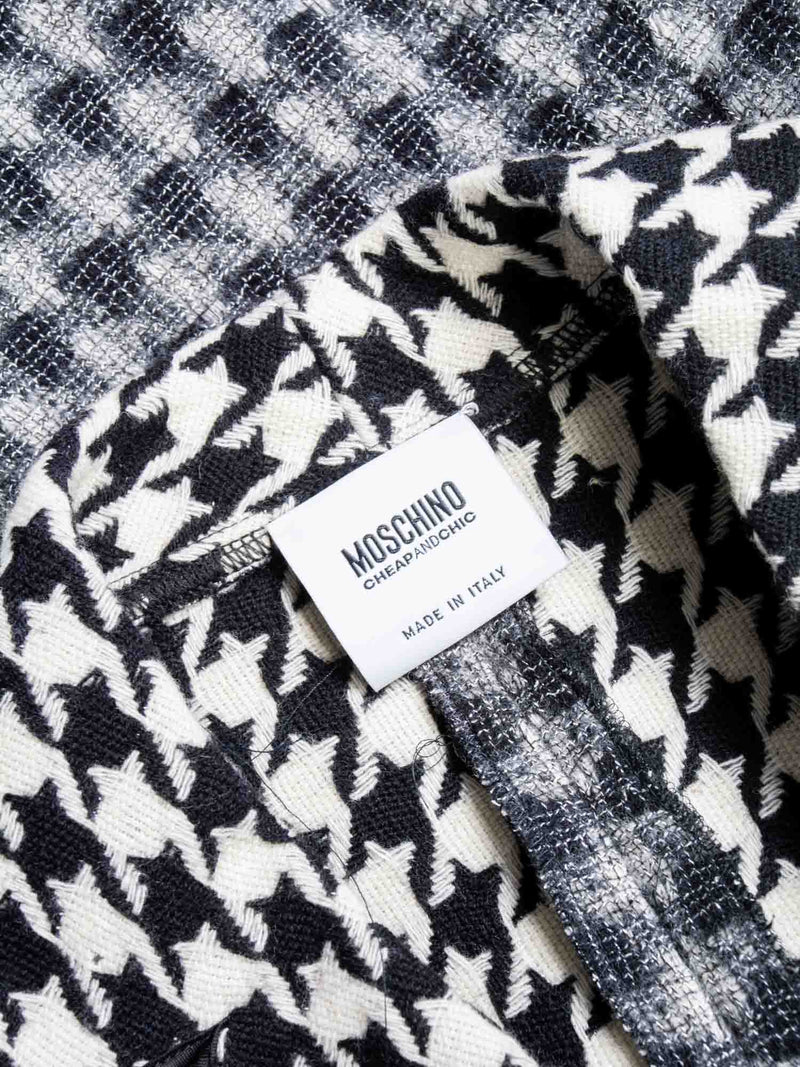 Moschino Wool Houndstooth Jacket Grey Black-designer resale